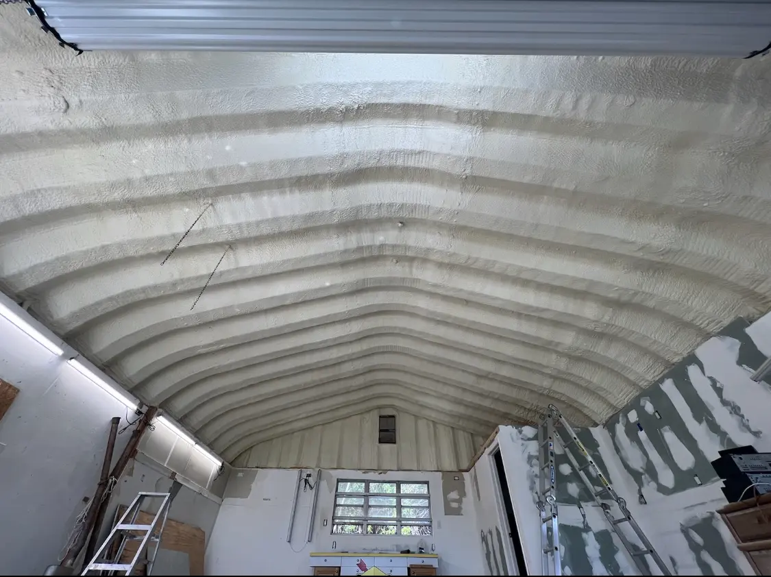 Spray polyurethane foam applied to the underside of a metal roof deck in Orangeburg